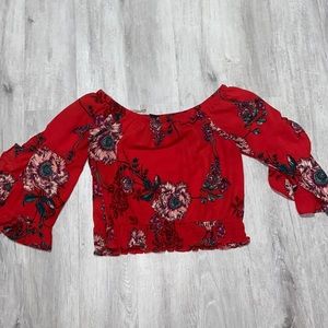 Floral long sleeve crop top